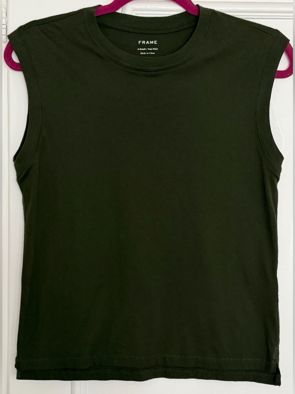 NWOT FRAME Muscle Crew Tank Military Green / Deep Olive Size XS Extra Small